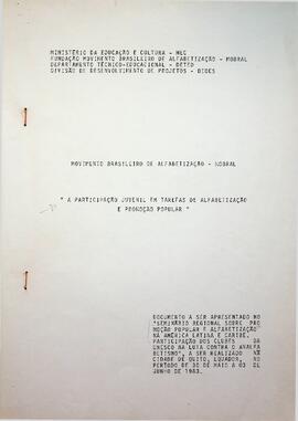 A Participação Juvenil em Tarefas de Alfabetização e Promoção Popular, 1983