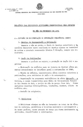 CRPE-RS_m010p01 - Relatório das Principais Atividades Desenvolvidas pelo CRPE-RS, 1971