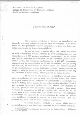 CODI-UNIPER_m0388p01 - Sinopse Estatística do Ensino Médio, 1960