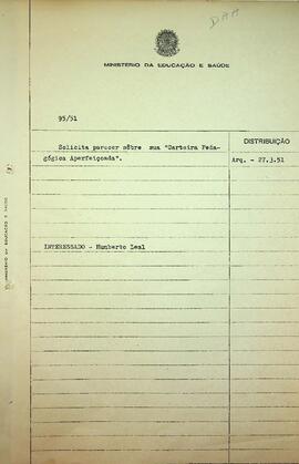 SOE_m004p01 - Solicita parecer do INEP sobre a Carteira Pedagógica Aperfeiçoada, 1950 - 1951