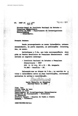CODI-UNIPER_m0694p01 - Correspondências Enviando Publicações sobre Intercâmbio Cultural entre INE...