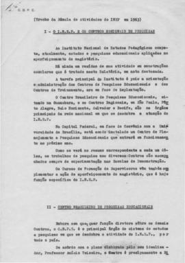 CBPE_m167p01 - Trecho da Súmula de Atividades do INEP, 1963