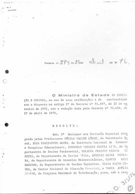 CBPE_m256p03 - Portaria nº 274 de 26 de Abril de 1976 e Portaria nº 22 de 14 de Maio, 1976