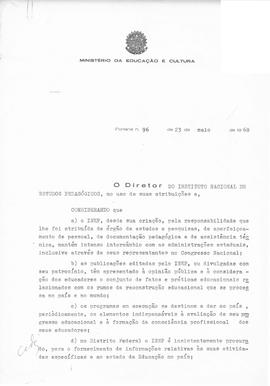 CBPE_m057p01 - Portaria sobre Funcionamento do Serviço de Informações e Documentação Pedagógica, ...