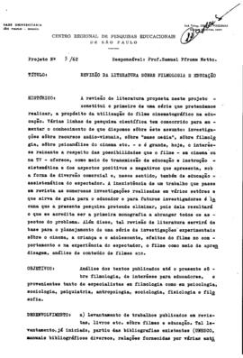 CRPE-SP_m0001p15 - Projeto “Revisão da Literatura sobre Filmologia e Educação”, 1962