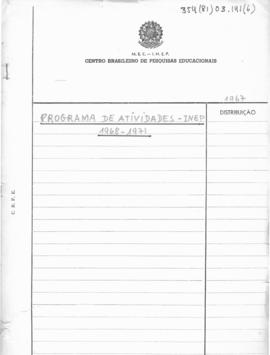 CBPE_m121p01 - Programa de Atividades do INEP, para o Período de 1968 a 1971, 1967