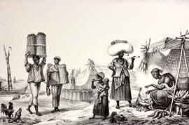 05 - Negros, vendedores de carvão e vendedoras de milho, J.B. Debret, Viagem Pitoresca ao Brasil ...