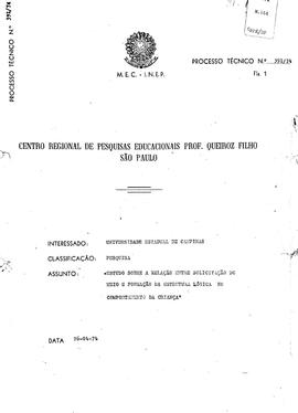 CRPE-SP_m0144p01 - Documentos referente ao projeto “Estudo sobre a Relação entre Solicitação do M...