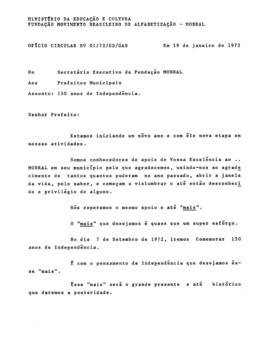 CODI_m053p01 - Ofício Circular do Secretário Executivo da Fundação MOBRAL, 1971 - 1972