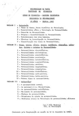 CODI-UNIPER_m1123p01 - Programa de Cursos da Faculdade de Filosofia da Universidade da Bahia, 1957