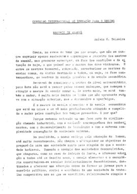 EDUCADORES_m004p01 -  Mestres de Amanhã - Texto de Anísio Teixeira ao Conselho Internacional de E...
