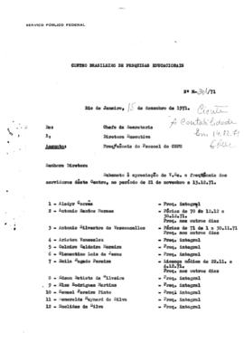 CBPE_m305p01 - Encaminhamento de Frequência de Funcionários do CBPE, 1970 - 1971