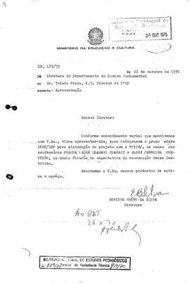 SAT_m025p02 - Correspondências referentes a estágio de duas professoras no Projeto MEC-INEP/UNICE...