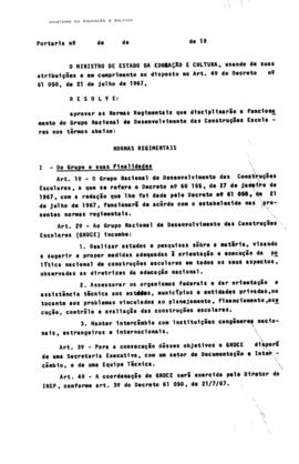 Campanhas de Construções Escolares_m014p01 - Legislação aprova Normas Regimentais do GNDCE, 1967