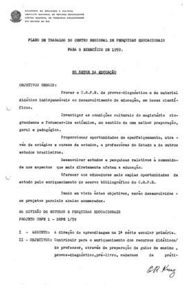 CRPE-RS_m030p01 - Plano de Trabalho do Centro Regional de Pesquisas Educacionais, 1959